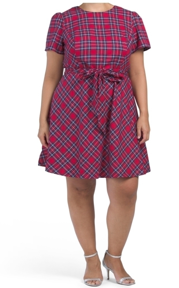 𝅺Draper James Plus Angie Plaid Love Circle Dress